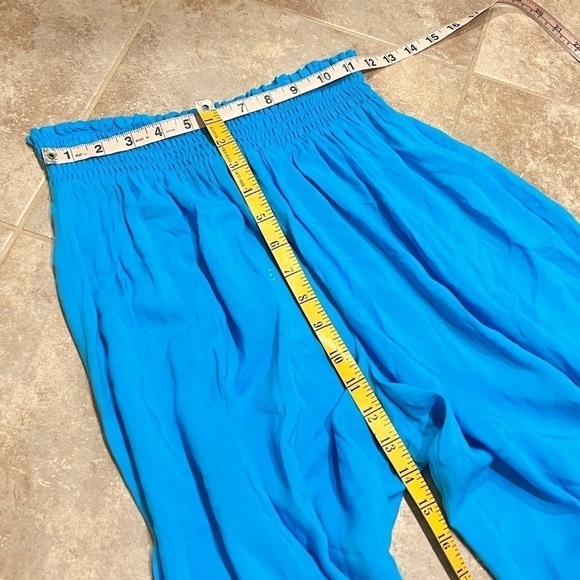 NWT Ramy Brook Textured Athena Palazzo Pant Swim Coverup Blue Pull On Medium - Picture 4 of 9